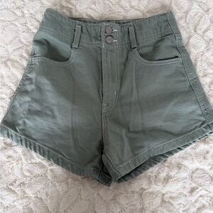 Levi's High-Waist Olive Green Double-Button Shorts